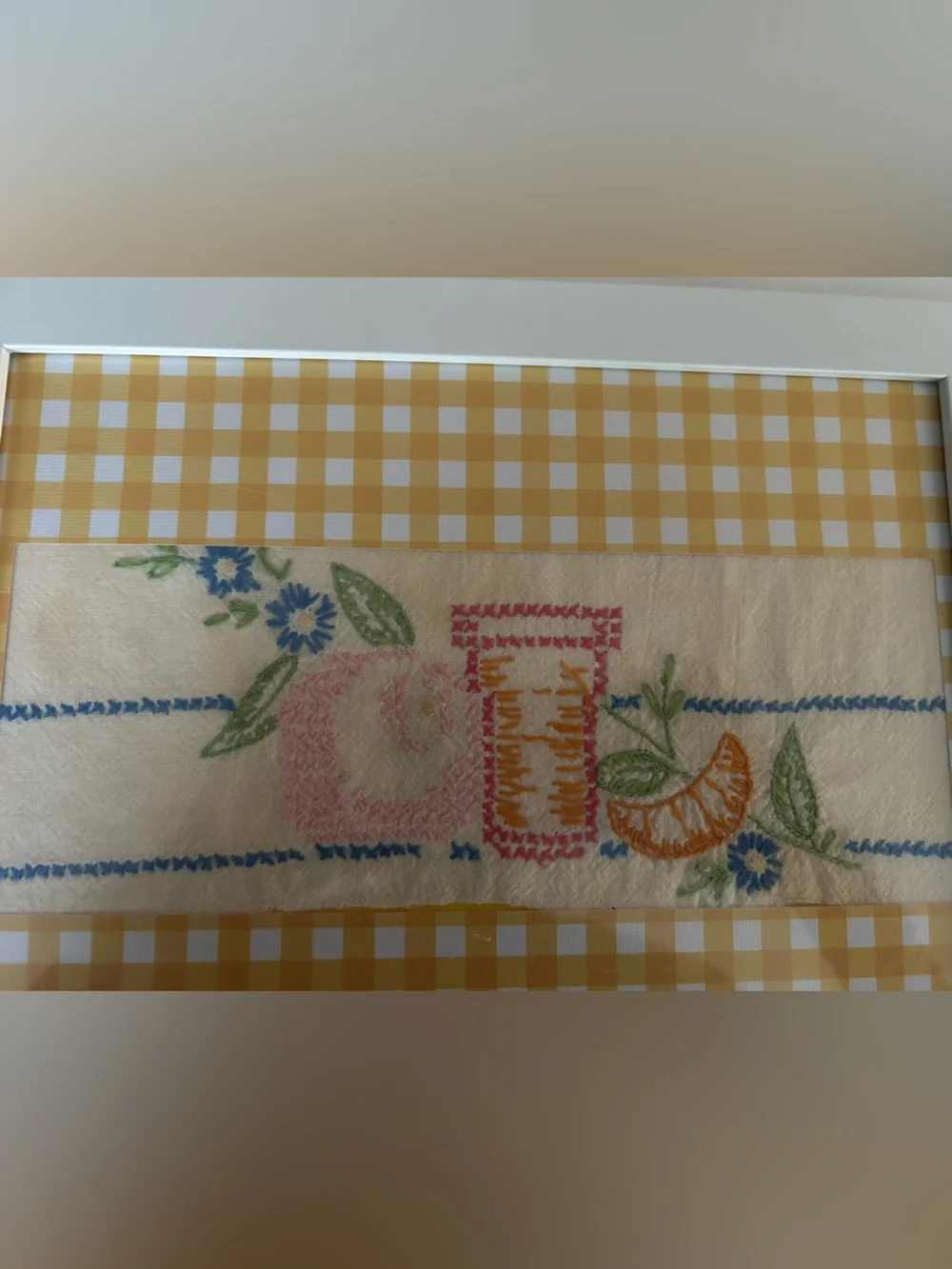 6 Vintage needlepoint framed kitchen prints